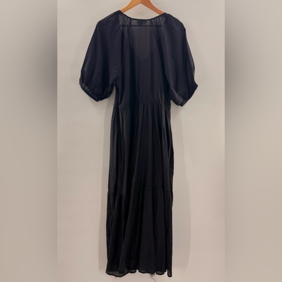 NWOT Puff Sleeve Lightweight Cottagecore A-Line Maxi Dress Navy Universal Thread - Picture 10 of 11